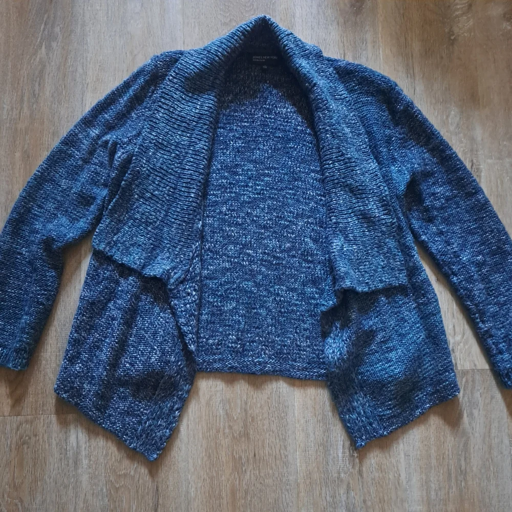 Jones New York Signature Teal Mist Combo Knit Batwing Sweater Women's Size Large